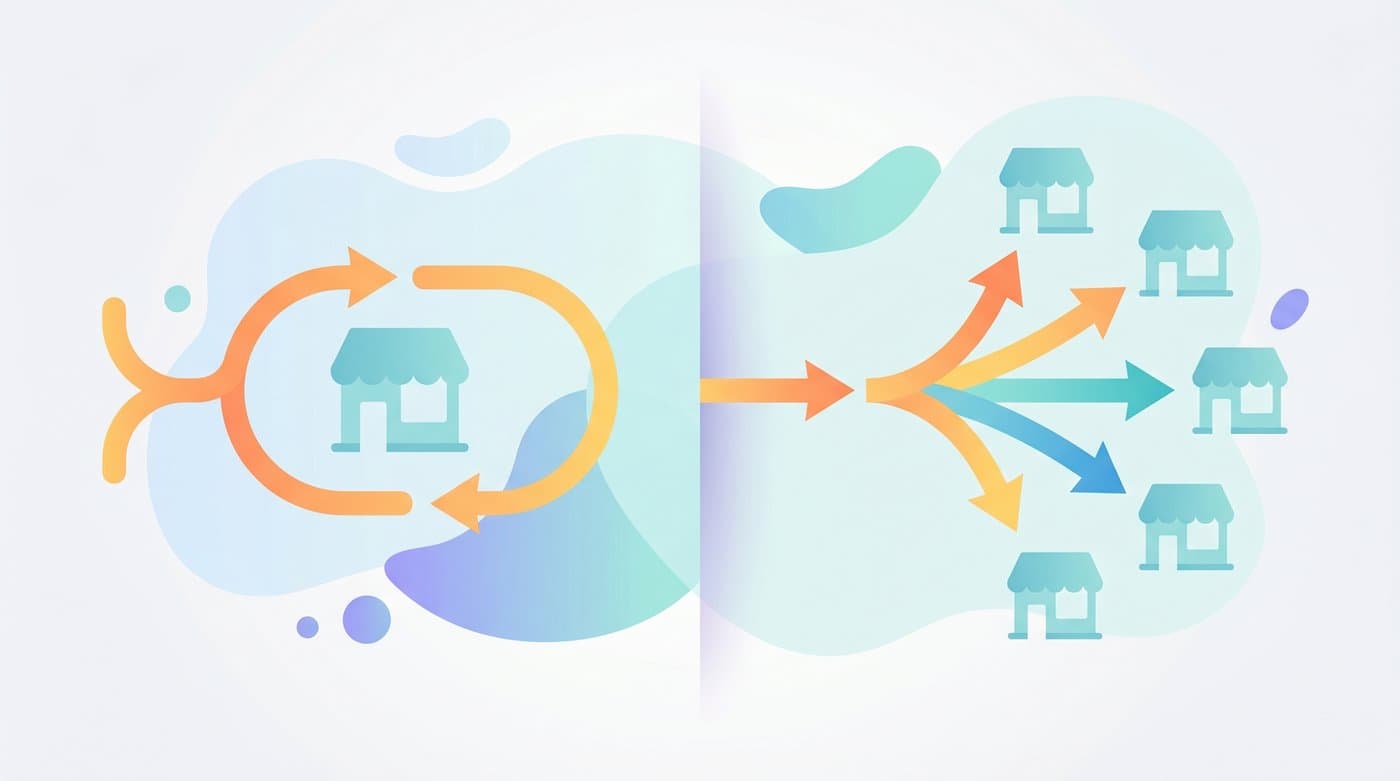A chart contrasting traffic that stays on your site versus traffic sent to a marketplace