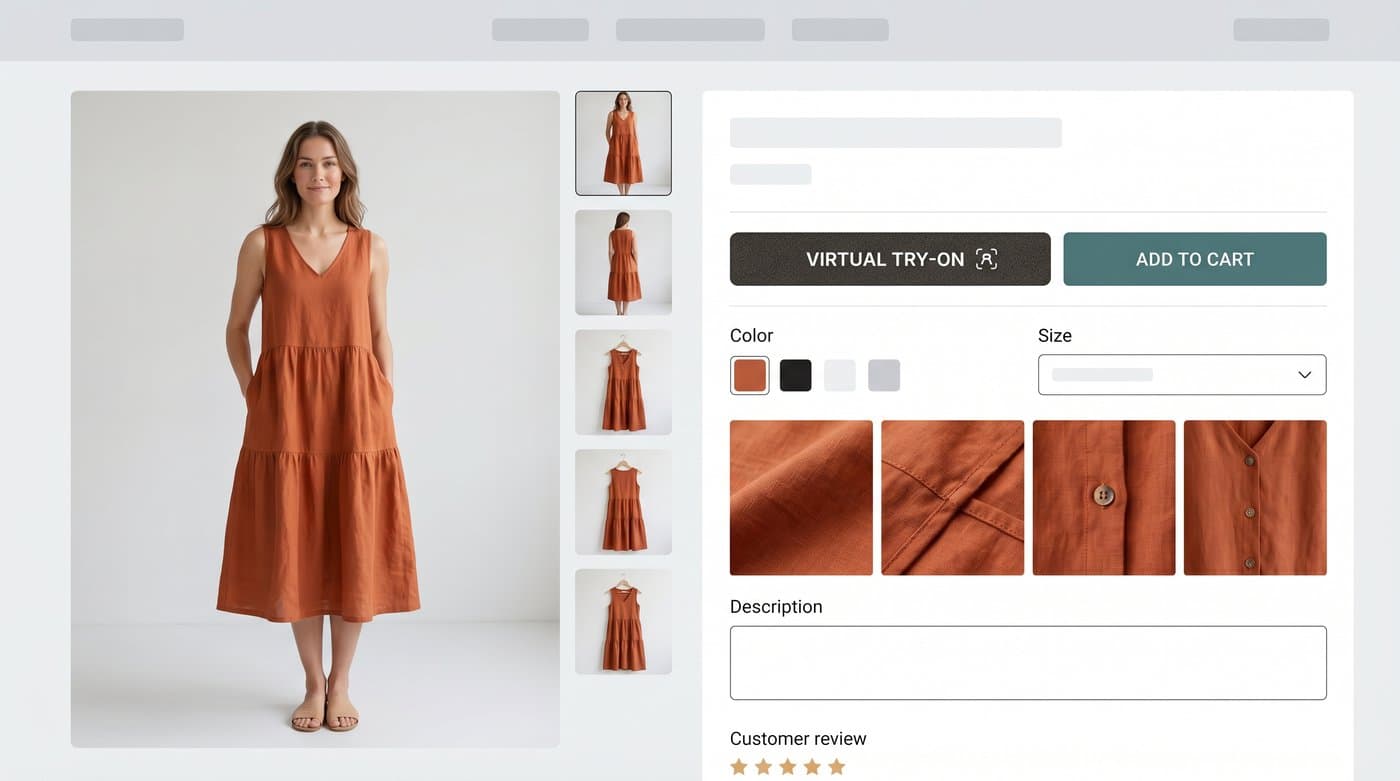 A small online clothing store with its own try-on button on the product page