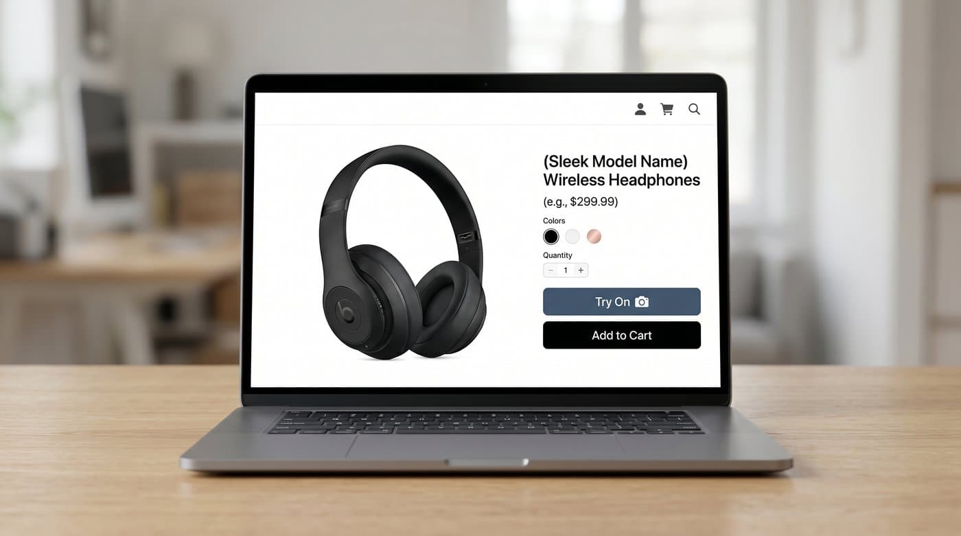 A store product page with its own try-on button under the shopper control